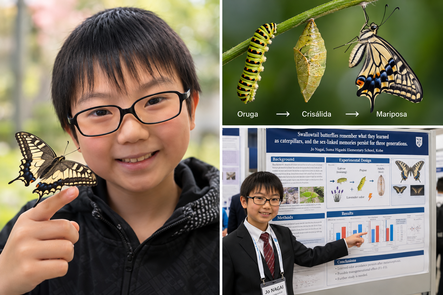 Jo Nagai, el niño de 10 años que estudia la memoria de las mariposas